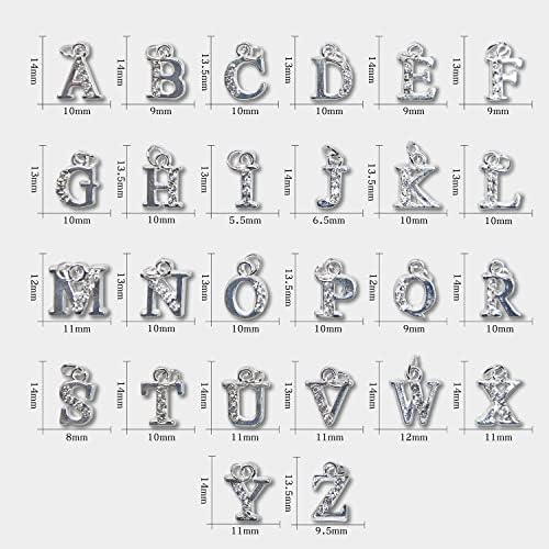 Сребрена буква украси за уметност за нокти, 26 букви А-З.