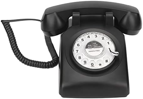 Телефон со ретро кабел, гроздобер домашен телефон, ротирачки бирање Поддршка Механички ринг -тон Гроздобер десктоп Телефон со звучник