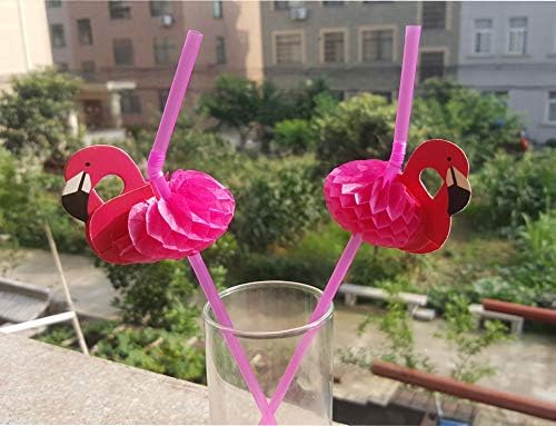 50 парчиња Фламинго Сламки, Пластични Сламки За Пиење За Плажа Забава Материјали - Роденден Базен Партија Украси.