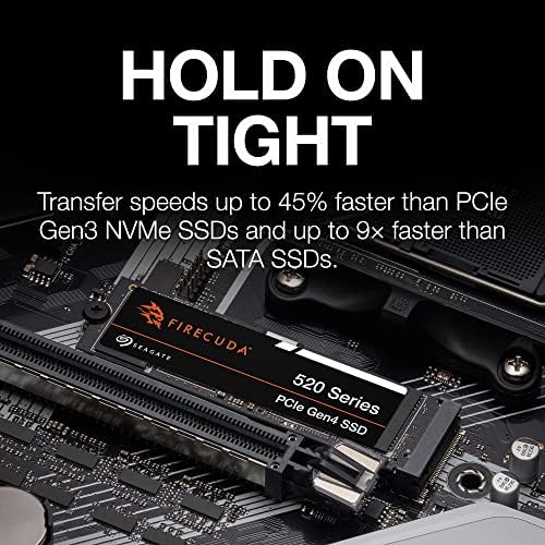 Seagate Firecuda 520 SSD 500 GB Внатрешен погон на цврста состојба - M.2 PCIE Gen4 × 4 NVME 1.4 со брзина до 5000/3900MB/s, со
