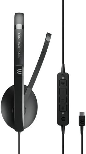 EPOS I Sennheiser C10 USB слушалки со микрофон | Жични слушалки со едноставна и флексибилна USB C врска и EPOS BrainAdapt ™ технологија, црна
