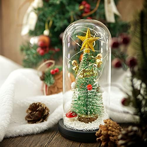 Wooinfeny новогодишна елка во стаклена купола, топли LED жица светла, Божиќ подарок за деца момчиња девојки девојки момче жени мажи семејство,