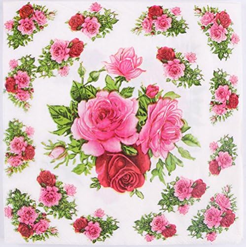 Лејмду розова цветна хартија салфетки, салфетки за забава за ручек 40 брои 2-пар, 13 х 13 инчи