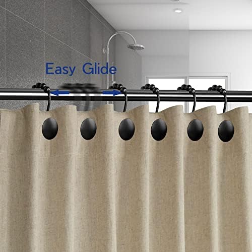 Црни куки за завеси за туширање доказ за 'рѓа ： издржлив метален туш завеса прстени лесни куки за туширање за туш за туширање,