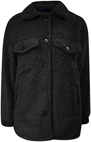 Ldaies лабава зима се исклучуваат јака од руно јакна со долг ракав лежерен долг палто со џебови женски зимски палта