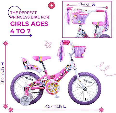 Титан Девојка Цвет Принцеза BMX Велосипед за 4-9 Години Девојки Со Тркала За Обука 16 Инчен Деца Дете Велосипед со Комунални корпа &засилувач;