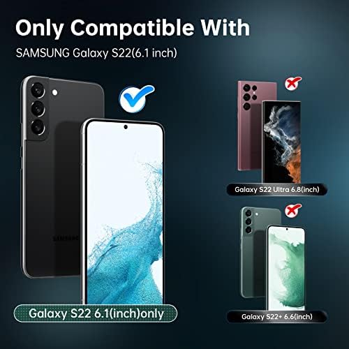 LK [5-во-1] за Samsung Galaxy S22 Case 5G, со 2 пакувачки заштитник за стакло на екранот и 2 заштитник на леќи за леќи, мат-финиш, сеопфатна