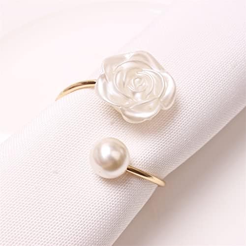 Xjjzs 10 парчиња свадба бисер, салфетка, роза креативна тркалезна бисер прстен модел со соба хотел ткиво прстен прстен