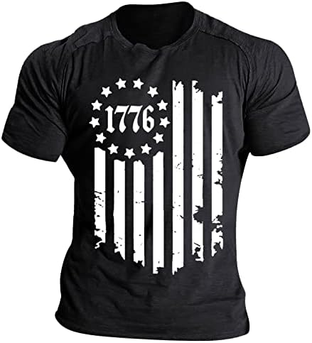 Руируилико патриотски маици за мажи Америка знаме лето лето -случајни врвови со кратки ракави удобни лабави вклопувани графички отпечатоци блузи