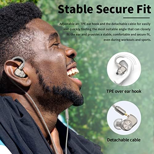 Soundmagic E90C жични ушни уши со микрофон - Коаксијален двоен возач во ушите монитор на слушалки HIFI стерео над -уво куки IEM слушалки