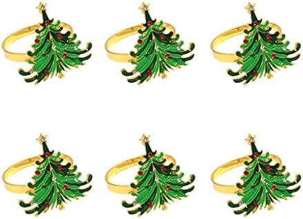 Lhllhl 6/12/24pcs Божиќна салфетка прстени за новогодишни салфетки прстени за држачи за венчални празнични вечери за забави декор
