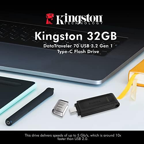 Кингстон 32gb DataTraveler 70 Пренослив И Лесен USB-C Флеш Диск-DT70/32GB w/ USB 3.2 Gen 1 Тип-C Врска До 5 GB / s + Xpix Пакет