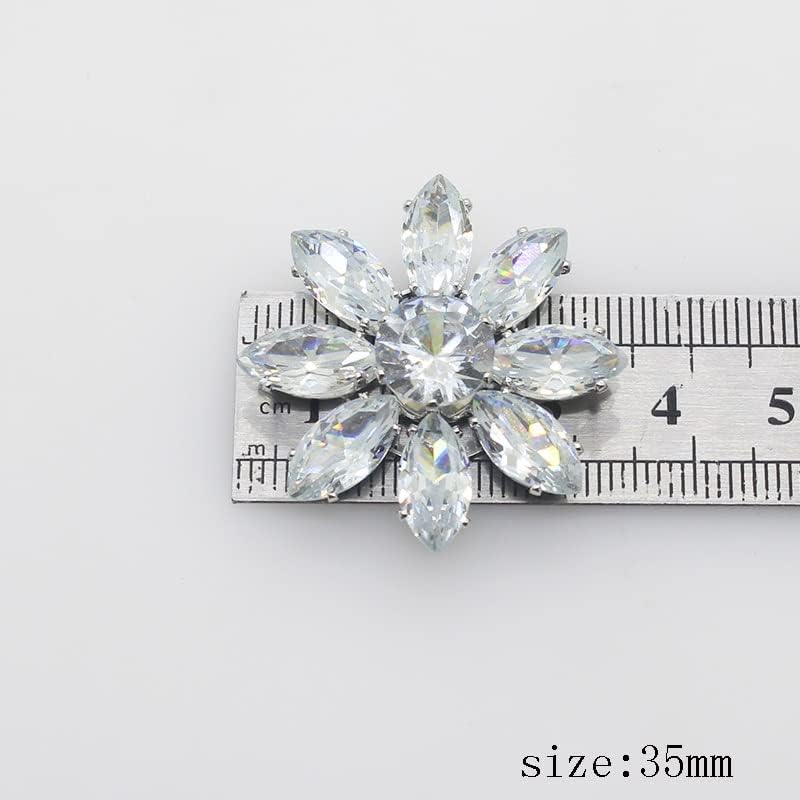 FSYSM Елегантен темперамент 2 парчиња Кристален цвет дијамантско копче Високо, прекрасни додатоци за облека Rhinestone Snowdrop Декоративно
