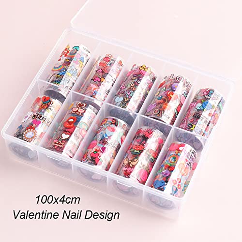 Налепници за трансфер на фолија за нокти на в Valentубените, Денот на ноктите на вineубените за ноктите за нокти романтично срце розово розово