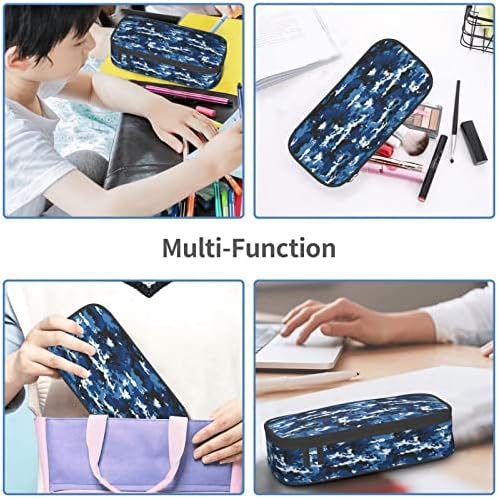 Hgxjcly camo pencil case за момчиња, сина мека патент торбичка со молив со прегради со голем капацитет, средношколска торба за моливи