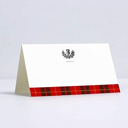 Ставете картички со црвен тартан карирана и шкотски трн дизајн за свадби, тушеви и забави за одмор и вечера. Стил на шатор,