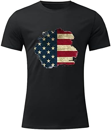Патриотски маички за кратки ракави на УБСТ за мажите, 4-ти јули Ден на независност на американско знаме летно секојдневно врвови на врвови