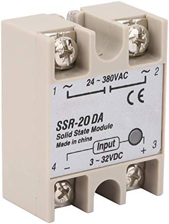 Fafeicy SSR-20DA DC Контрола на висока чувствителност AC 20A Влез на модул за реле на цврста состојба 3-32V DC до 24-380V AC, реле