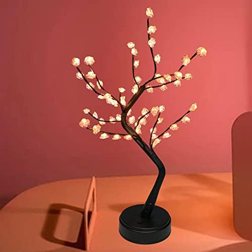 Коксхокс Цреша Цреша Дрво Светилка, Бонсаи Дрво Светлина со 36 ПРЕДВОДЕНИ Јапонски Декор Цветни Светла, Батерија/USB Приклучок Управувана, Маса