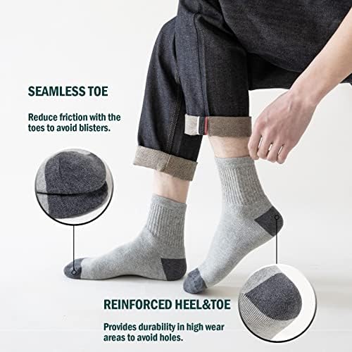 ФЛЕШМЦЕН Машки Атлетски Чорапи За Глуждот 8-Пара Памучни Амортизирани Четвртини Чорапи За Мажи Големина На Чорапи Што Ја Отстрануваат Влагата