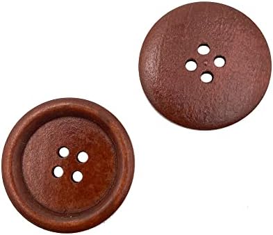 Zqmall 50pcs Големи црни дрвени копчиња - дијаметар од 30 мм - 4 дрвени копчиња за дрвени Q2645