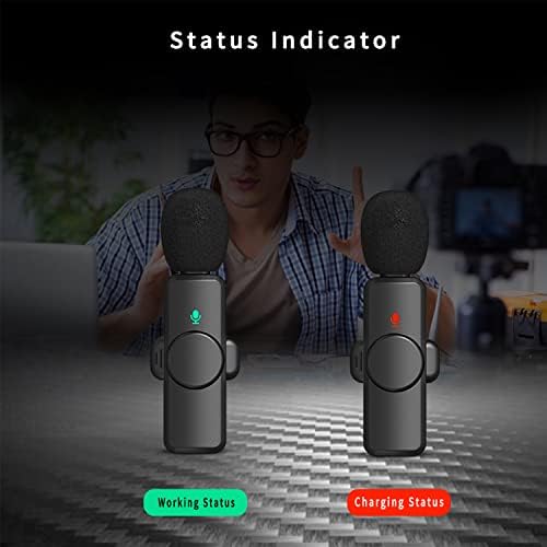 Безжичен лавалиер микрофон, стил на клип-вклучен безжичен микрофони компатибилен со iPhone/Android телефон за снимање, YouTube, Tiktok, поток