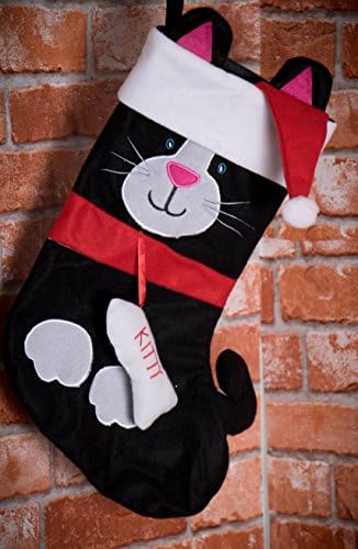 Умен креации 1 пакет Класична Божиќна порибување виси декорација, 17 инчи со голема големина кадифен подарок за семејна забава, црна мачка