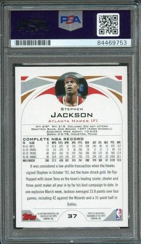 2004-05 Топпс 37 Стивен acksексон потпиша картичка Авто ПСА Плабле - картички за дебитантска кошарка