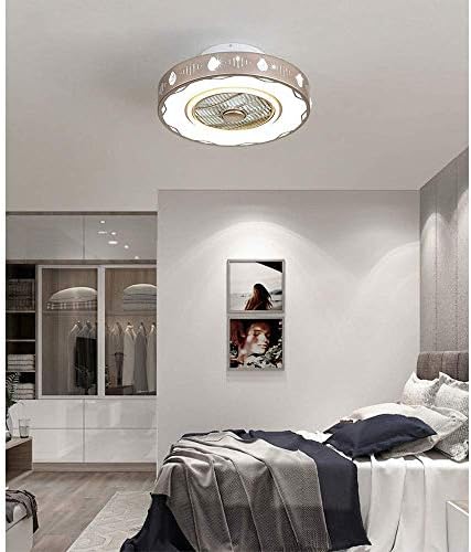 JF-XUAN Домашна спална соба таванот светло, модерна таванска светлина со вентилатори LED тавански ламба со три бои затемнети далечински