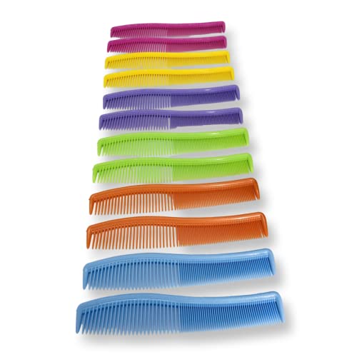 Комплет за чешлање на чешел од 12 парчиња за коса од 12 парчиња - Премиум одделение фино и широки чешли за заби за мажи и жени - Detangles