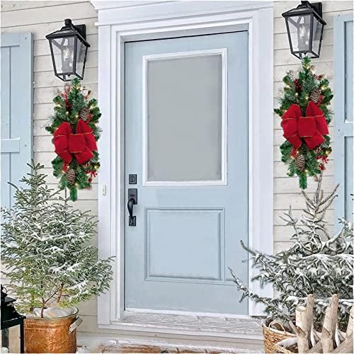 Божиќни Замавнувања Божиќен Декор Безжичната Претходно Осветлена Декорација НА СКАЛИТЕ ЈА Осветлува Празничната Класична Врата