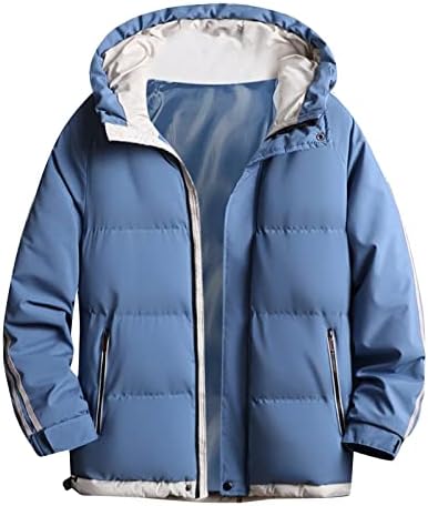 Јакни за мажи зима нова лабава боја блок задебелена памучна јакна од памук, обичен палто јакни