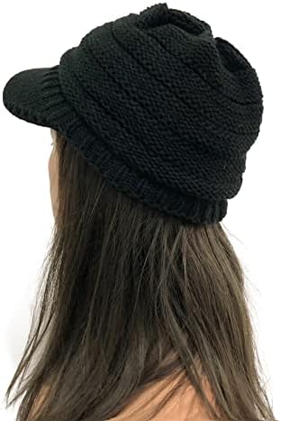 Iaиаолун женски зимски бени капа топло плетено дух -бујни капи со капаче - Зимска Слули капа