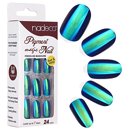 Urberry сет од 24 лажни нокти огледало блиц светла боја на ноктите кратки целосни покривки лажни совети за нокти за жени и девојчиња