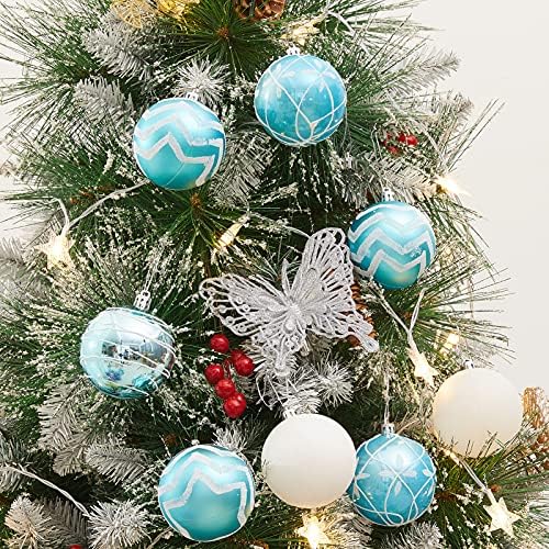 24КТ Божиќни украси за топки, сјај и сликарство 70мм/2,76 разнишани украси за новогодишни елки, висечки украси за украси за Божиќ/празник/забава/свадба,