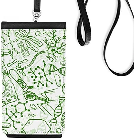 Зелени микроскоп клетки структура на биолошки телефонски паричник чанта што виси мобилна торбичка црн џеб