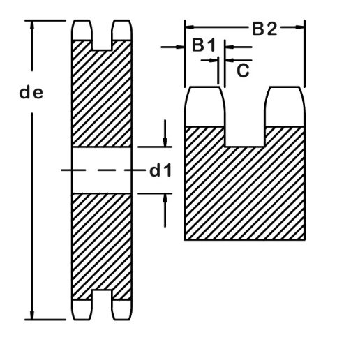 Ametric 2082a17 Metrict 2082a17 ISO 16B-2 плоча од челик Sprocket 17 Заби за америк бр. 2082 ланец со двојно влакно со, 25,4мм терен, 17.02mm