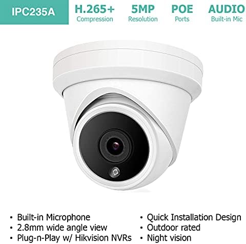 Комерцијален 32CH 4K H.265 NVR POE Security Camera Camera, 5MP POE IP камери со аудио, 8TB HDD, 24-7 снимање, Plug-N-Play, 100ft Night