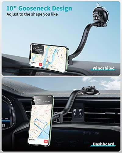 Apps2car дизајниран за монтирање на автомобили Magsafe, држач за телефон со 16 силни прстенести магнети, флексибилна рака и поголема