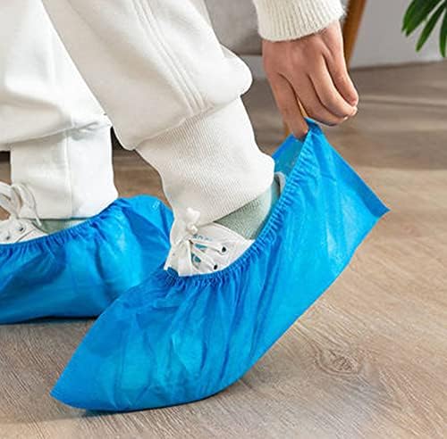 Jaqkitu 100pcs неткаени чевли за еднократна употреба на ткаенини Опфаќаат еластични опсези што дишат испреплетено противни капаци за чевли против