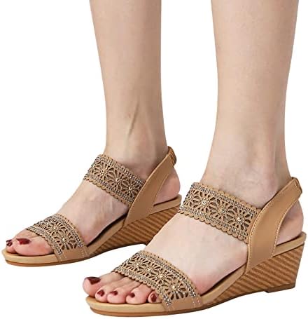 Летни сандали за жени клин кои не се лизгаат Брзо сушење на блок-потпетици, каиш за лежење на сандали чевли кои шетаат чевли