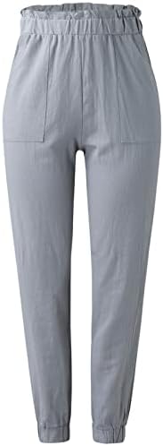 Miashui џемпери жени бели панталони за жени затегнатоста панталони џеб случајно плус големина висока плус големина хеланки со