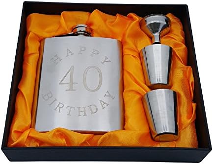 40-Ти Роденден Колба Подарок Сет-7 мл Колба Врежана Со Среќен 40 Роденден