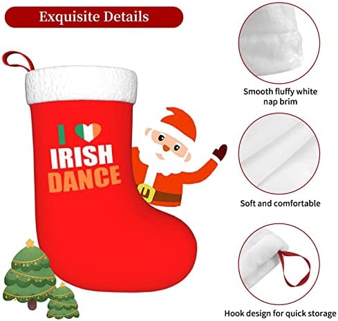 Cutedwarf Јас сакам ирски танц Кристама чорапи Божиќни украси на дрво Божиќни чорапи за Божиќни празнични забави подароци 18-инчи