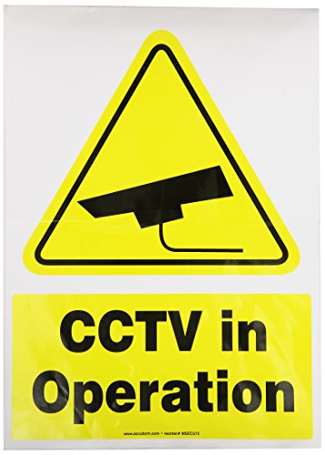 Accuform MSEC573VS лепило винил безбедносен знак, легенда „CCTV во работа“ со графичка, 14 должина x 10 ширина x 0,004 дебелина, жолто/црно