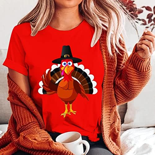 Денот на благодарноста на Денот на благодарноста, печатено кратко ракав, екипаж на вратот, маица, врвна женска памучна маичка