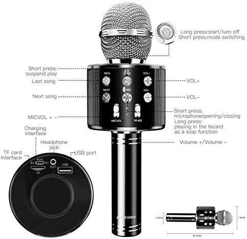 Безжичен Bluetooth Караоке Микрофон, 4 во 1 Пренослив Рачен Караоке Микрофон Машина Роденден Денот На Благодарноста Божиќ Најдобри