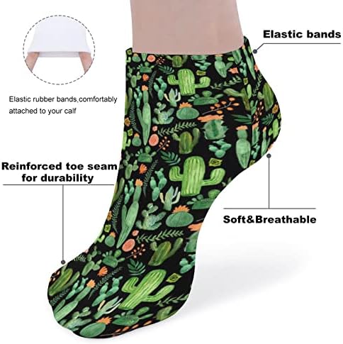 Зелен кактус Смешно трчање чорапи за глуждот атлетски не-шоу чорапи, амортизирани за мажи жени