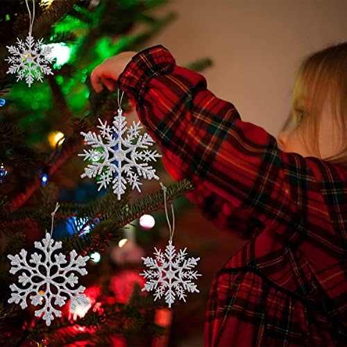 36 пакувања со сребрена снегулка украси пластични сјајни снежни снегулки украси за зимски украси за новогодишни елки со големина