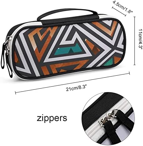 Африкански геометриски деко пу -кожен молив пенкало Организатор за патувања за шминка за чанти за торба за преносни канцелариски кесички